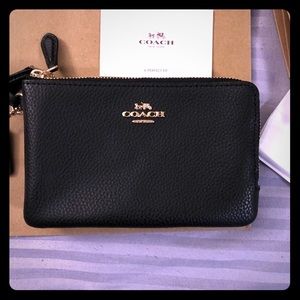 NWT Authentic Coach Double Zip Wristlet